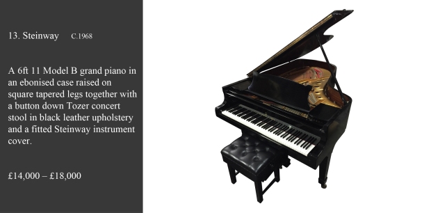 Britannia Piano Auctions Steinway Model B  in the 9th April 2015 auction Manchester London 1968 Buy Sell Leading Central Leeds Edinburgh Cheshire Bristol Oxford City Centre Value Price Sell